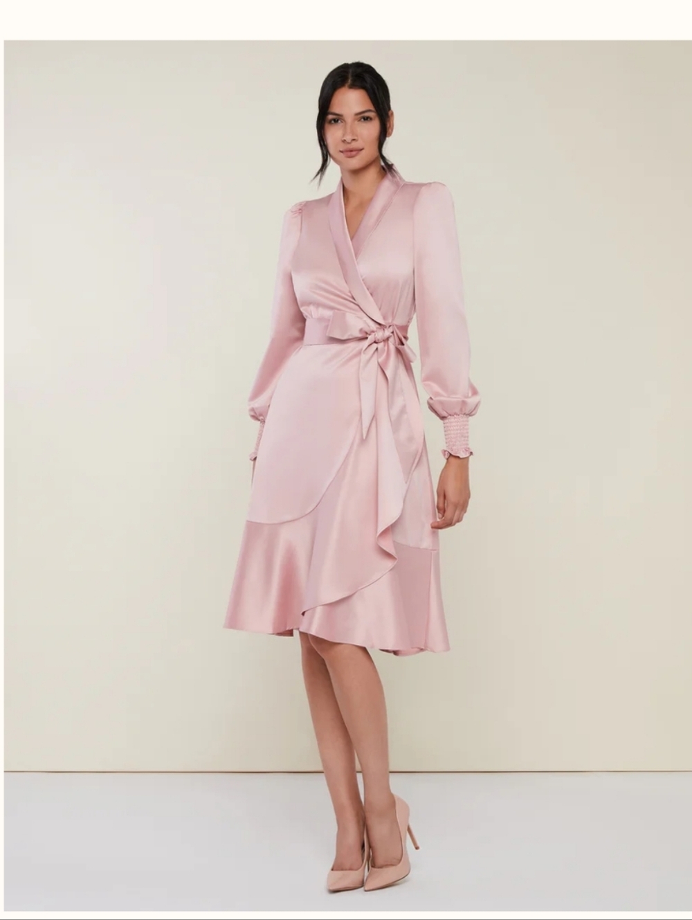 Rachel Parcell Dusty Rose Satin Wrap Dress